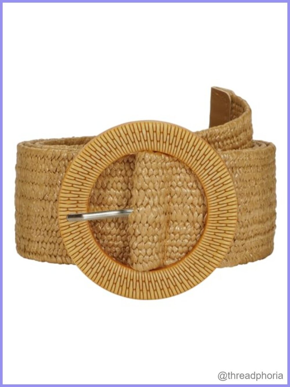 Wide Boho Braided Elastic Straw Belt Round Buckle Adjustable